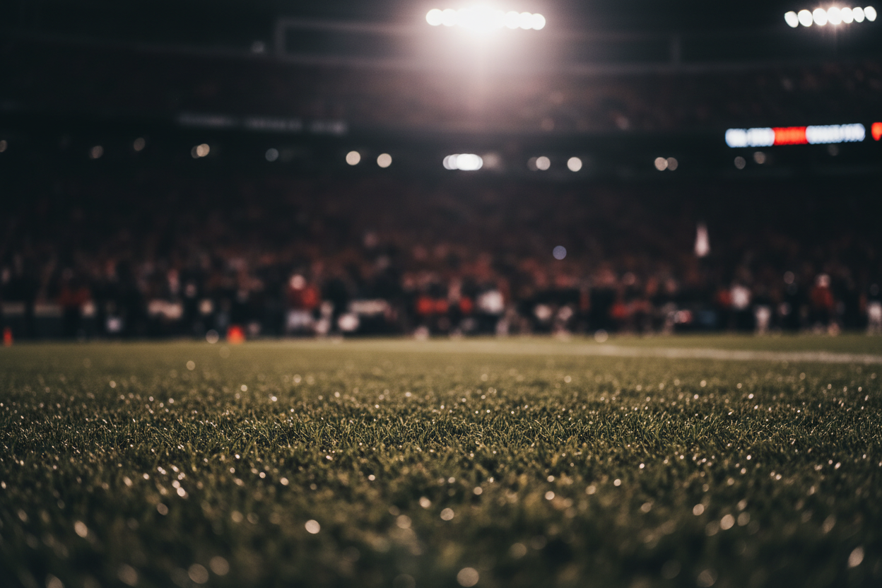 Use subtle football elements: stadium lighting, turf texture, crowd blur, or UGA-inspired color palette (red/black/white).